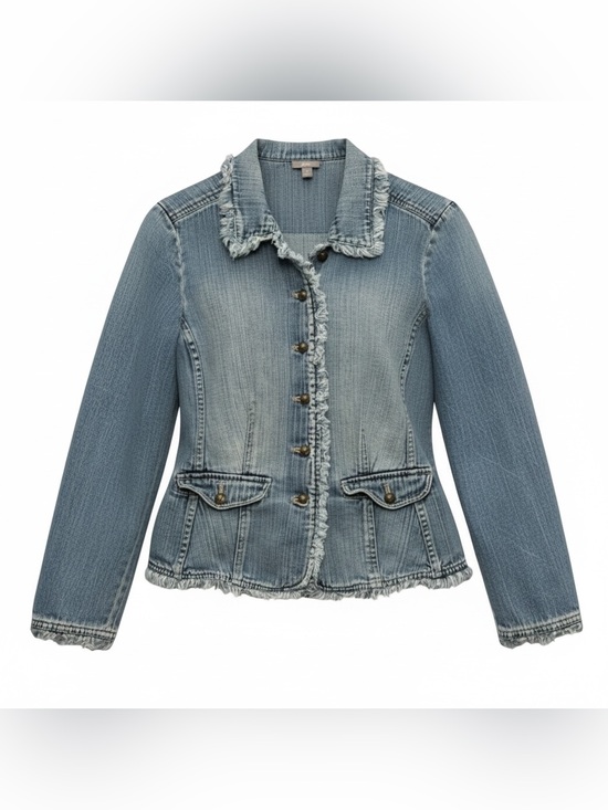 J. Jill Jackets & Blazers - J. Jill | Denim Blazer Cut Jean Jacket Raw Hem Medium Wash | S